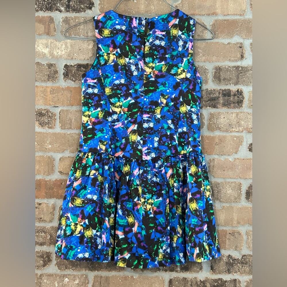 Girl's MILLY Minis Blue Jewel Print Sleeveless Lined Drop Waist Dress Size 8 - Picture 2 of 6